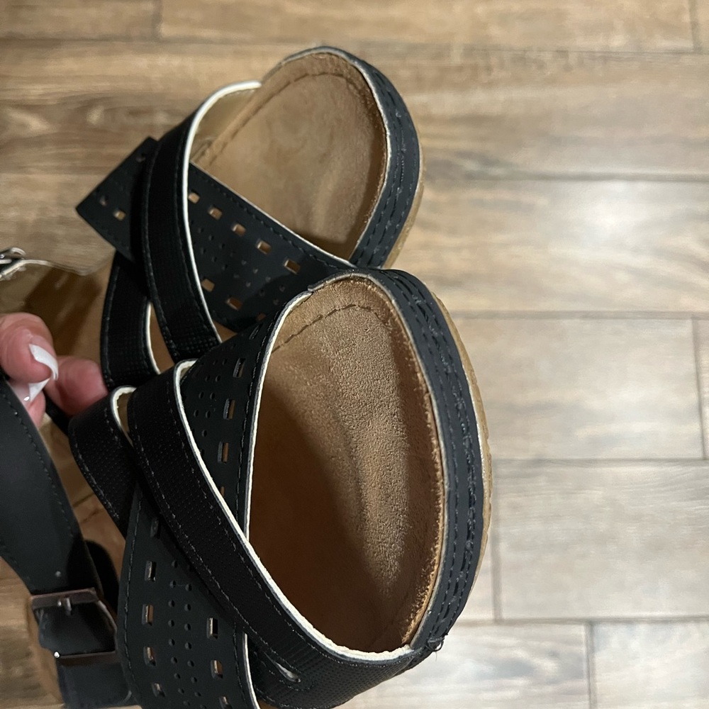 Nwot Flexus By Spring Step Black Open Toe Comfort… - image 5